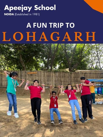 Adventure and teamwork were key themes of the trip to Lohagarh Farms. Here, students work together to cross a rope bridge, developing their coordination and problem-solving skills.