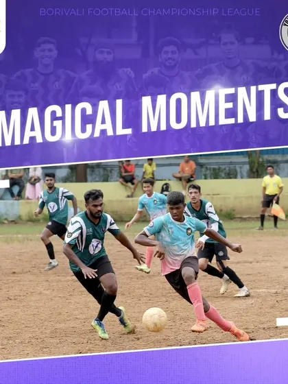 A magical moment captured during the Borivali Football Championship League, as two players challenge for the ball in a display of skill and athleticism.