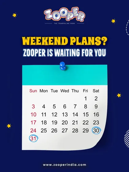 Weekend plans? Zooper is waiting for you. Mark your calendar and get ready for a weekend full of bouncing.