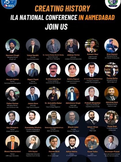 The speaker poster for the ILA National Conference in Ahmedabad. I was delighted to be part of this panel of experts and share my views on litigation and dispute resolution.