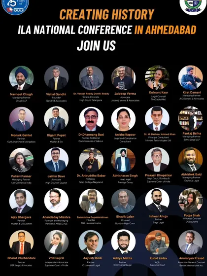 The speaker poster for the ILA National Conference in Ahmedabad. I was delighted to be part of this panel of experts and share my views on litigation and dispute resolution.