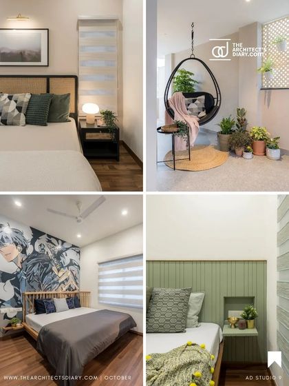 A collage of different bedroom designs, showcasing our versatility in creating personal retreats, from anime-themed rooms to tranquil, minimalist spaces.