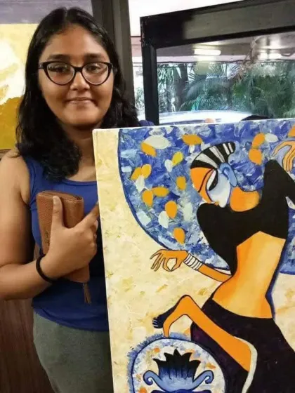 This beautiful, vibrant painting was created by one of my dear students. I believe art is a meditative process, and this piece shows the joy and focus that goes into every single brushstroke. It's a wonderful example of finding your own style for a strong portfolio.