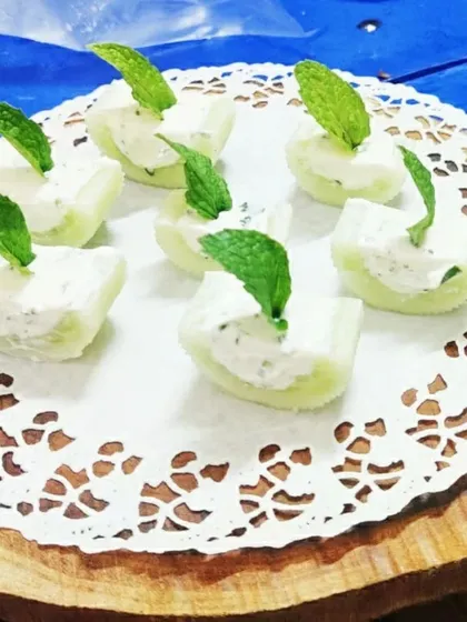For lighter fare at executive meetings or networking events, we create elegant short eats like these cucumber cups with a herbed cream cheese filling. They are refreshing, simple, and professional.
