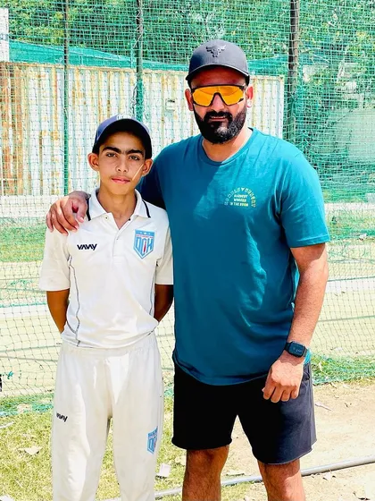 Shubham, the best batsman of the tournament, with his award.