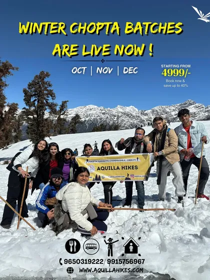 This is the vibe on our Chopta winter treks. Imagine being surrounded by snow with a fun group that feels like family. Our winter batches for October, November, and December are now live, so you can book your spot before the snow rush begins.
