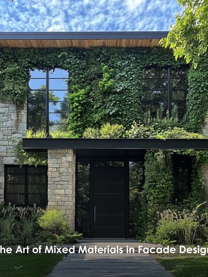 This facade showcases the art of mixed materials, where climbing ivy and integrated planters soften a stone and steel structure. The design creates a living, dynamic work of art that connects the building to its natural surroundings.