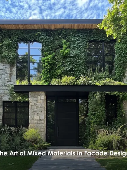 The art of mixed materials in facade design. Here, a stone facade is overgrown with climbing ivy and planters, creating a home that feels fully integrated with its natural surroundings.