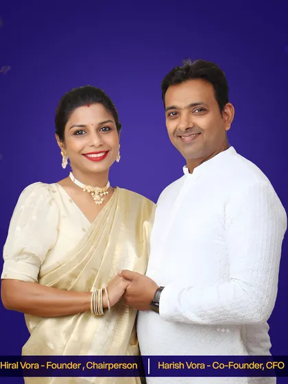 Meet the leaders behind Purple Salon & Academy. I am Hiral Vora, the Founder and Chairperson, and this is my husband, Harish Vora, our Co-Founder and CFO. Together, we have built this academy on a foundation of passion and excellence for the past 17 years.