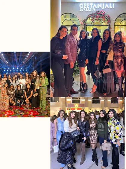 A collage of happy moments from our Ludhiana anniversary celebration. It was a night filled with friends, fashion, and a shared love for beauty.