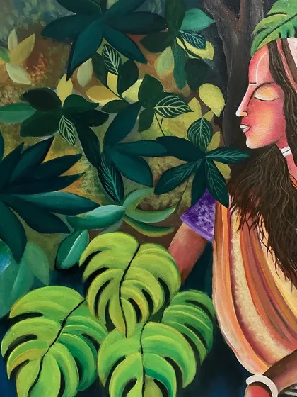A close-up of her peaceful expression.
