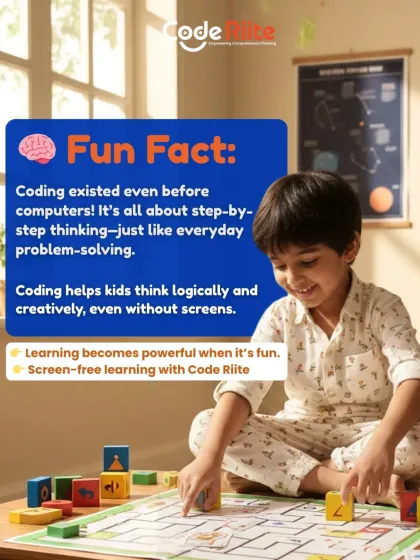 Coding is really just step-by-step thinking, a skill that existed long before computers. This image of a child playing a board game illustrates how I make learning powerful by making it fun and screen-free.