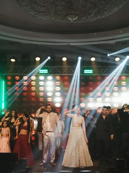 The grand finale of a Roka night, with the entire family on stage for a final, celebratory pose.