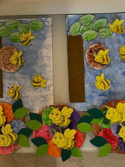 The fantastic final display from our "Busy Bee" week. I love showcasing the children's collective work, which gives them a huge sense of accomplishment.