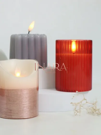 Here are some of our new battery-operated candles. They provide the same warm glow as a real flame but are completely safe and reusable, making them perfect for event decor.