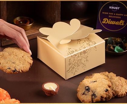 The Butterfly Cookie Gifting Box, with our atta butter oatmeal and cranberry cookies. A wholesome and delicious Diwali treat.