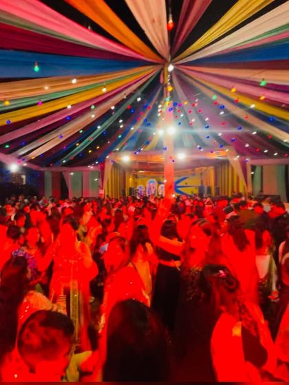 A wide shot of the massive crowd enjoying the Dandiya night. It was a spectacular sight.