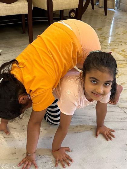 Another creative interpretation of our "dance like a car" game. It's amazing to see the imaginative shapes and movements kids come up with.