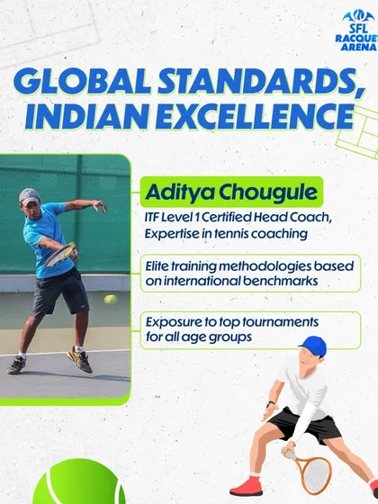 Our academy is led by ITF Level 1 Certified Head Coach Aditya Chougule, who brings global standards and Indian excellence to our training. We provide elite methodologies and exposure to top tournaments.