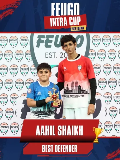 Aahil Shaikh, who was named Best Defender in the U-11 category for his strong defensive play.