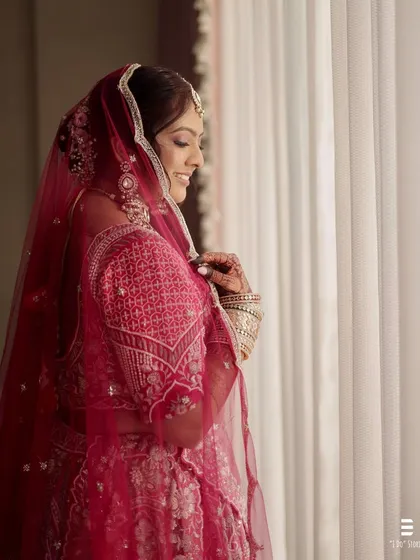 Capturing the elegance of this bride from every angle. Her look features a dewy base and soft, shimmering eyes, creating a magical and timeless effect.