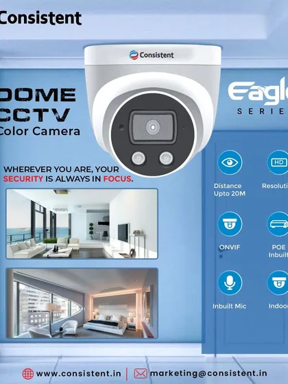 From our Eagle Series, this Dome CCTV Color Camera ensures your indoor security is always in focus. It provides sharp resolution with coverage up to 20 meters and includes an inbuilt microphone and POE for a clean, professional installation.