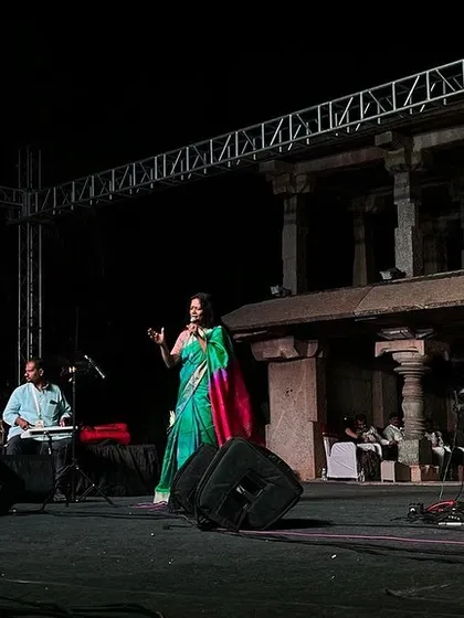 Performing at the magnificent Hampi Utsav, with the ancient stone architecture as our witness. The history and energy of this place add a unique depth to every note sung on its stage.