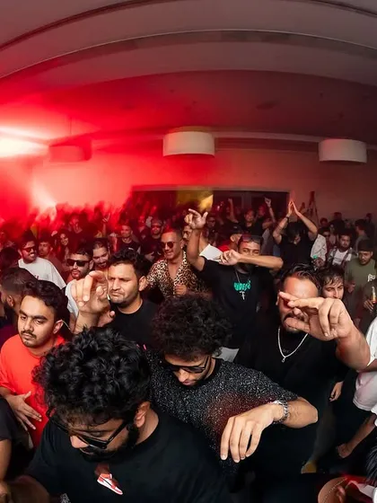 The crowd at i-Bar during a peak hour set. This is what a successful club night looks like, with everyone packed in and moving together.