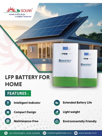 We offer a complete energy solution for your home with our LFP batteries. This visual highlights the key features that deliver peace of mind, including extended battery life, a lightweight build for easy handling, and maintenance-free operation for a 'fit and forget' experience.
