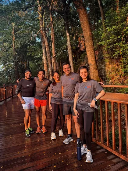 Another shot of our crew enjoying a peaceful run through the greenery. These runs are a perfect way to reset for the week ahead.