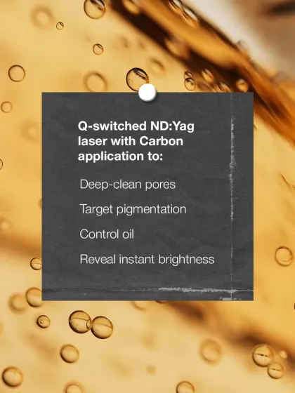 The technical aspect of the Carbon Facial involves a Q-switched ND:Yag laser. This technology allows me to deep-clean pores, target superficial pigmentation, control oil production, and reveal instant brightness in a single session.