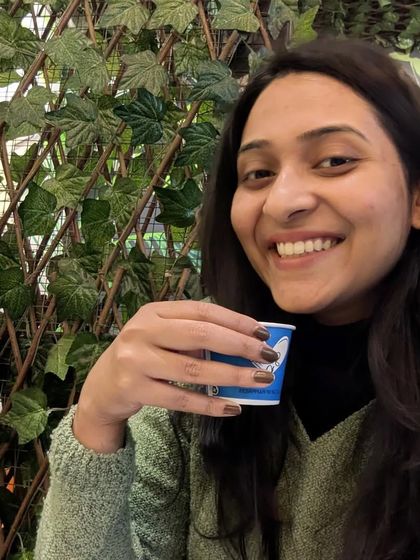 Enjoying a small cup of tea. The simple pleasures.