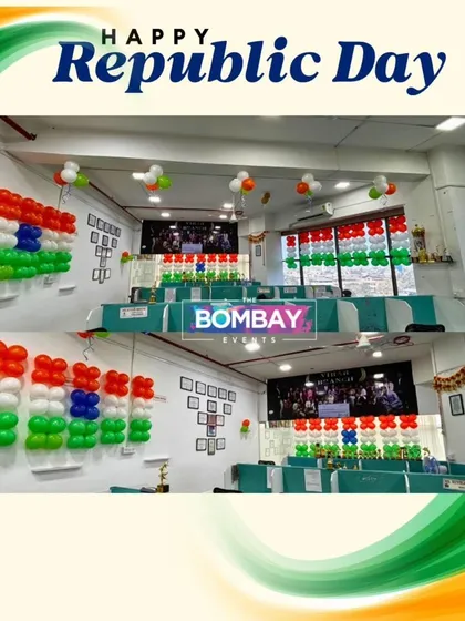 For Republic Day, I transformed this office space with tricolor balloon decorations. You can see the Indian flag theme on the walls and subtle balloon clusters on the ceiling, creating a patriotic and vibrant atmosphere for the employees.