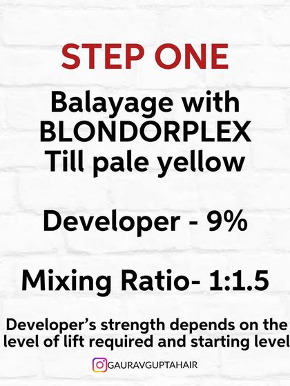 Here is the first step for the Coral Brown look. We pre-lighten with Blondorplex to ensure the coral tone will be vibrant.