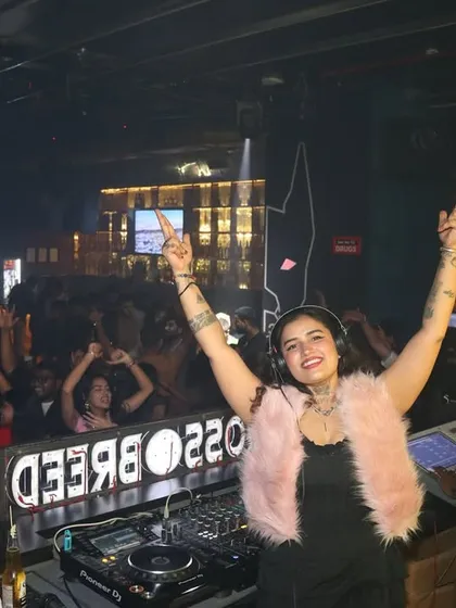 Arms up, sharing the love with the crowd at Crossbreed, Hyderabad. This is what I live for, spreading smiles through music.