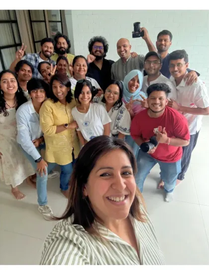 A happy group selfie with me and the bootcamp attendees, capturing the fun and camaraderie of the workshop.