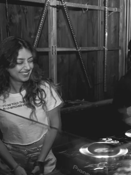 Sharing a laugh behind the decks. It's not just about the music, but also the people you share the experience with.