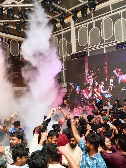 A shot of the crowd going wild with CO2 cannons blasting, a highlight from a packed January.