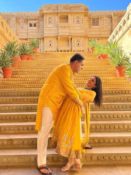 A classic Bollywood pose with my husband. Love is a dance, and I'm so grateful to have him as my partner through it all.