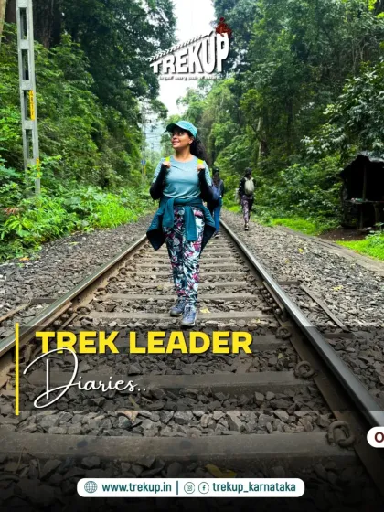 A shot of one of our trek leaders on the famous Dudhsagar railway track trail, ready to guide the group.
