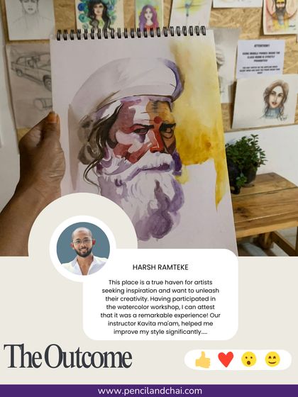The outcome of our watercolor workshop. This powerful portrait, along with a student's testimonial, shows the significant improvement possible with expert guidance.