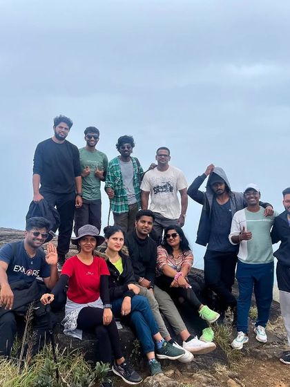 Another happy group shot from the Kumaraparvatha trek, celebrating their accomplishment together.