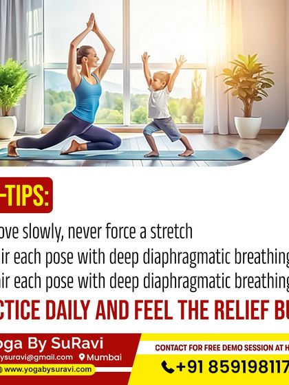 Ease lower back pain with our pro-tips. We emphasize slow movements and deep diaphragmatic breathing to help you build relief daily.