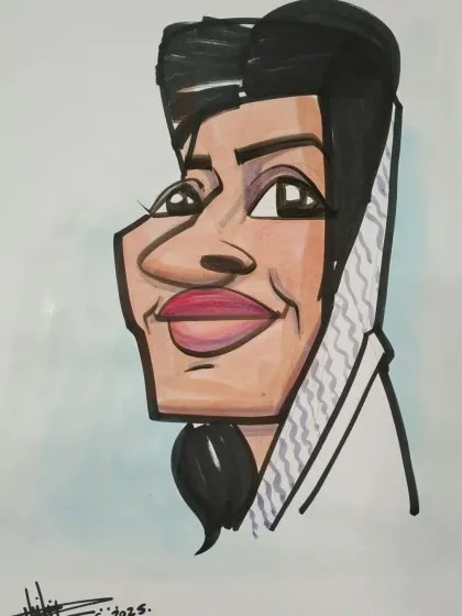 A beautiful color caricature portrait. The shading and highlights add a lot of depth.