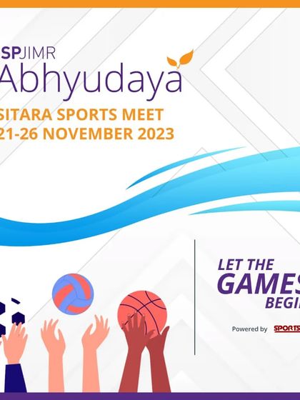 The official poster for the SPJIMR Abhyudaya Sitara Sports Meet, powered by Sportsfort. I am proud to partner with educational initiatives that use sports to inspire and unite students.
