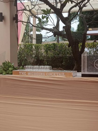 A minimalist water feature as part of our bar decor, adding a touch of tranquility and elegance.