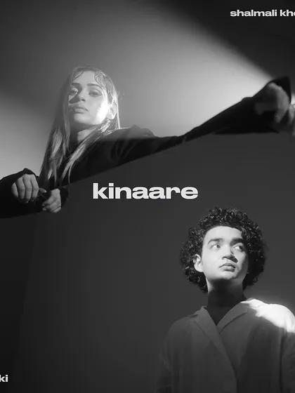 The official poster for the song 'Kinaare' by Shalmali Kholgade and Jai Karki. I created a minimalist and moody makeup look for Shalmali to fit the artistic, black-and-white aesthetic of the shoot.