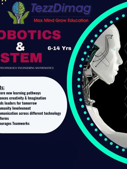 An infographic detailing the benefits of our Robotics & STEM programs, which enhance creativity, build leadership skills, and encourage teamwork.