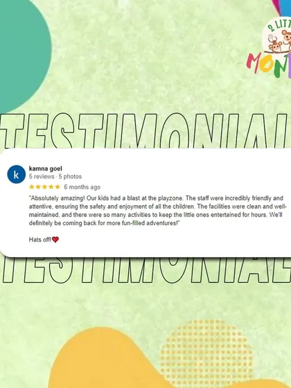 "Absolutely amazing! Our kids had a blast." This review from Kamna is exactly what I love to hear. She points out our friendly and attentive staff, clean facilities, and the variety of activities that keep little ones entertained for hours.