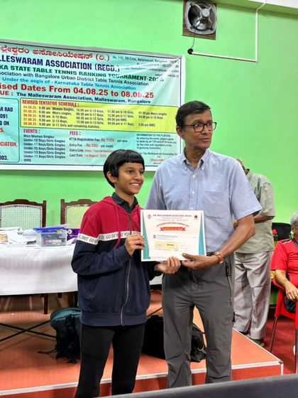 Welcoming new paddler Mihika, who in her very first tournament with us, bagged a Bronze Medal in the U15 Girls category at the 5th State Ranking Tournament.